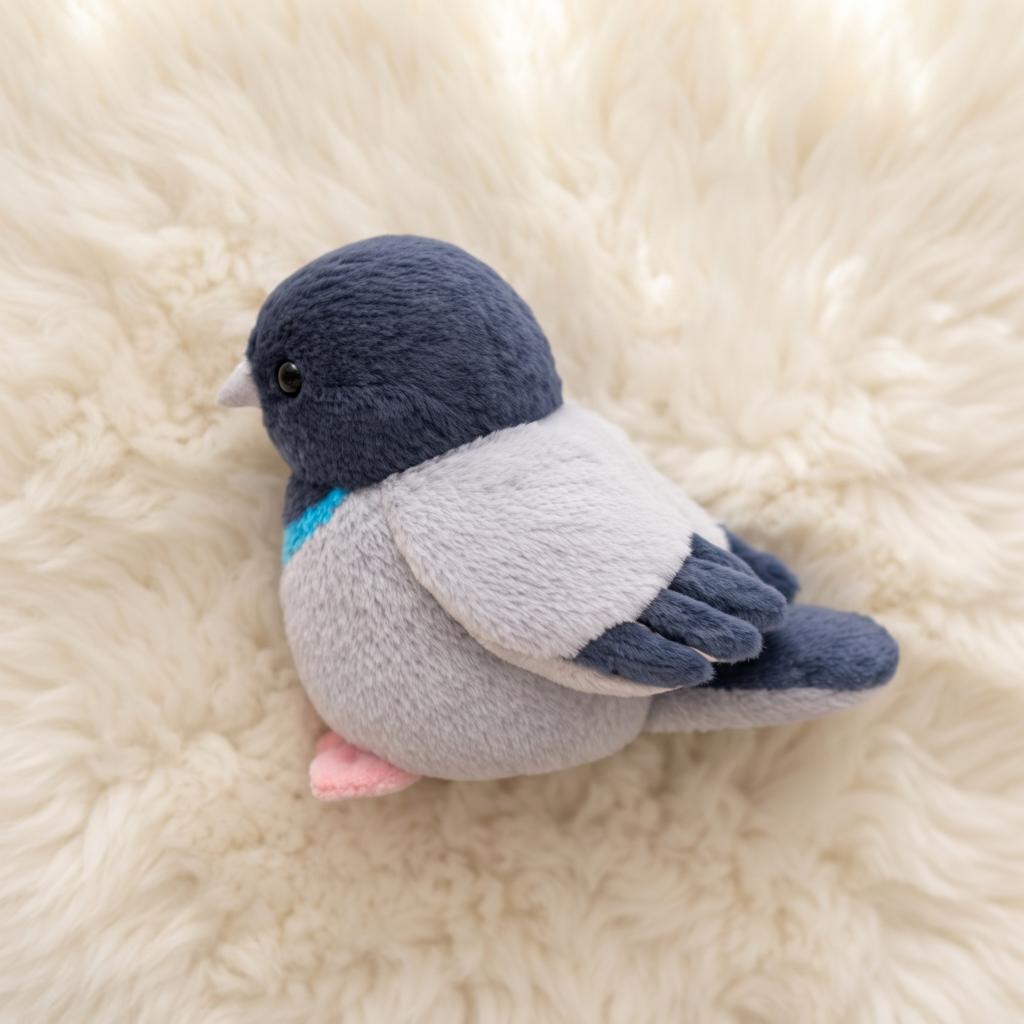 Kleines Tauben Kuscheltier mit Soundfunktion - Detailansicht Material