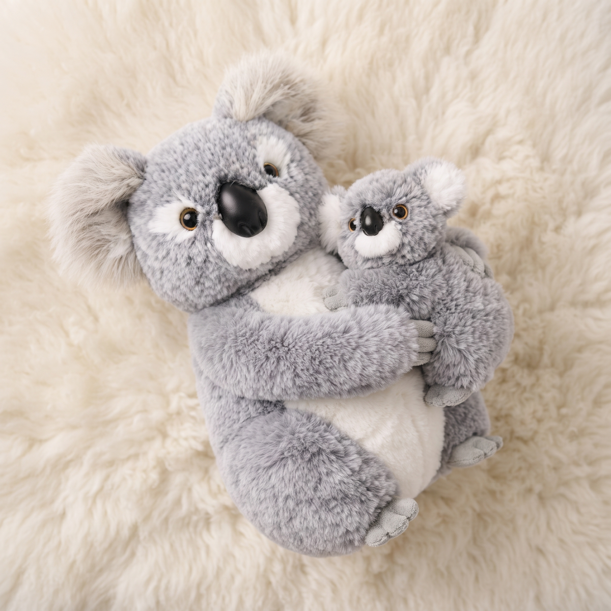 Koala Kuscheltier mit Baby auf dem Arm - Detailansicht Material