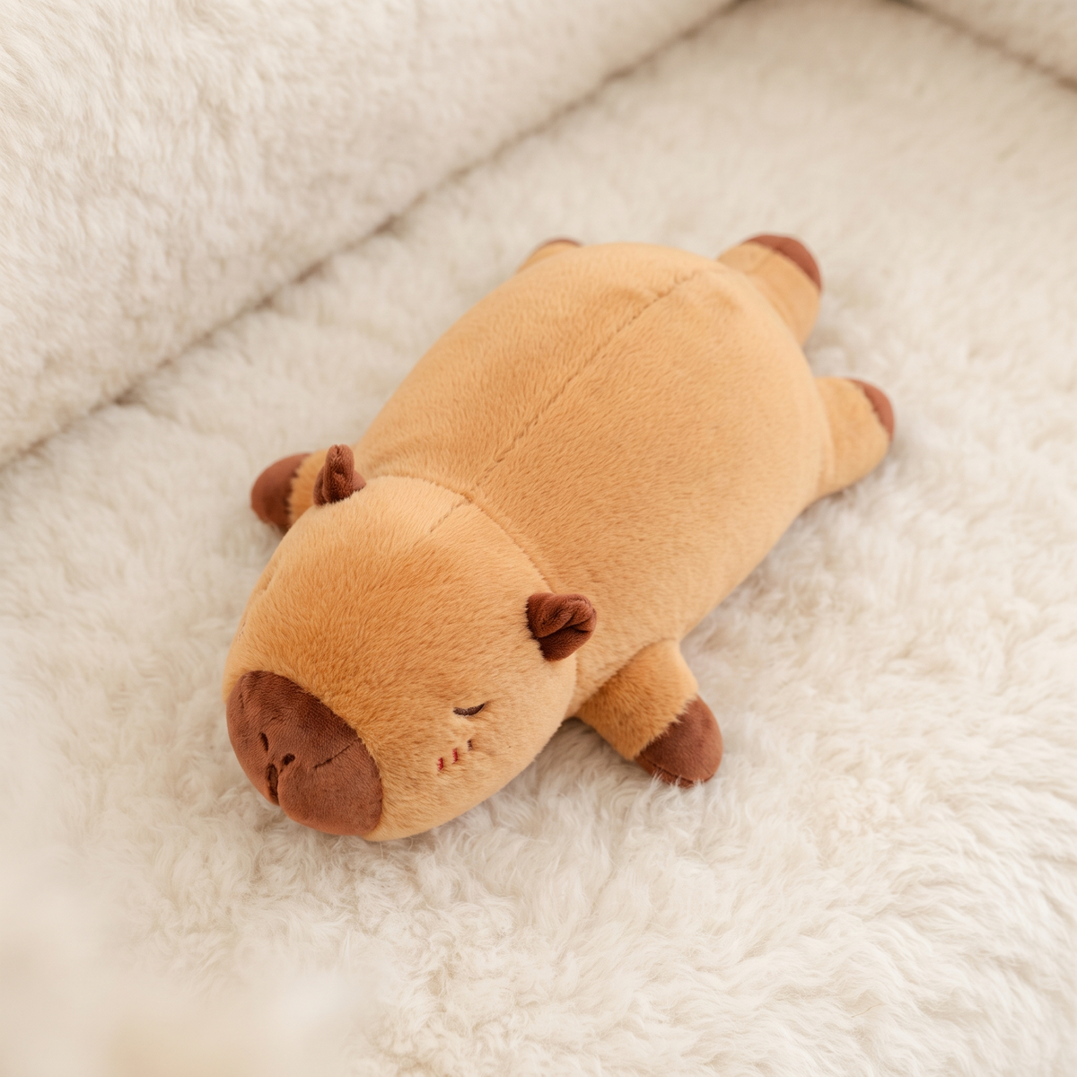 Plüschkissen Capybara liegend weich - Materialdetail