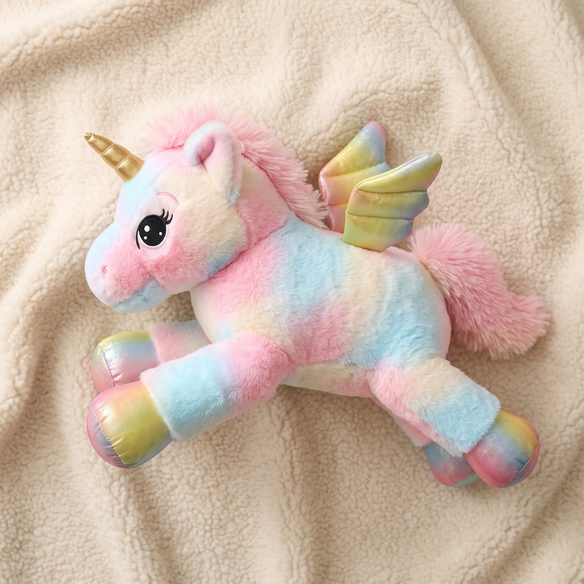 Pastell Regenbogen Einhorn XXL Kuscheltier 60 cm - Detail Material