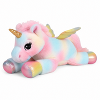 Pastell Regenbogen Einhorn XXL Kuscheltier 60 cm - weißer Hintergrund Frontal