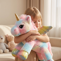 Pastell Regenbogen Einhorn XXL Kuscheltier 60 cm - gemütlicher Einsatz drinnen