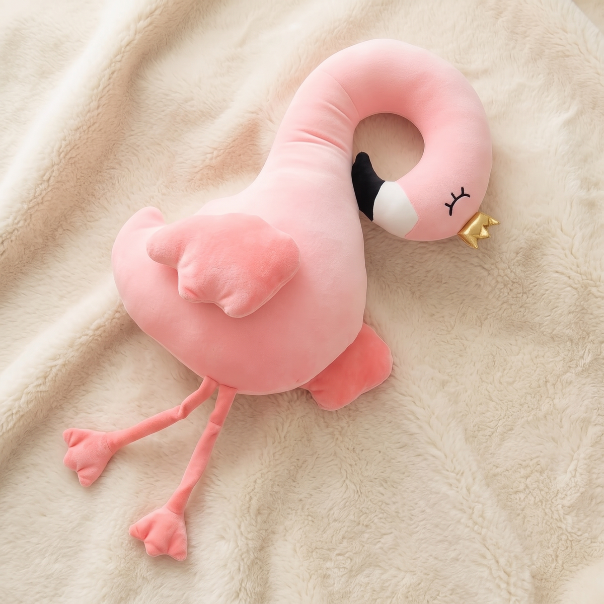 Flamingo Schlafkissen mit Rentiergeweih - Materialdetail