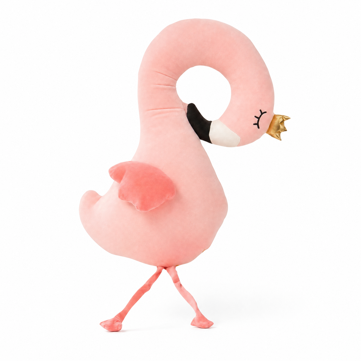 Flamingo Schlafkissen mit Rentiergeweih - Weißer Hintergrund frontal