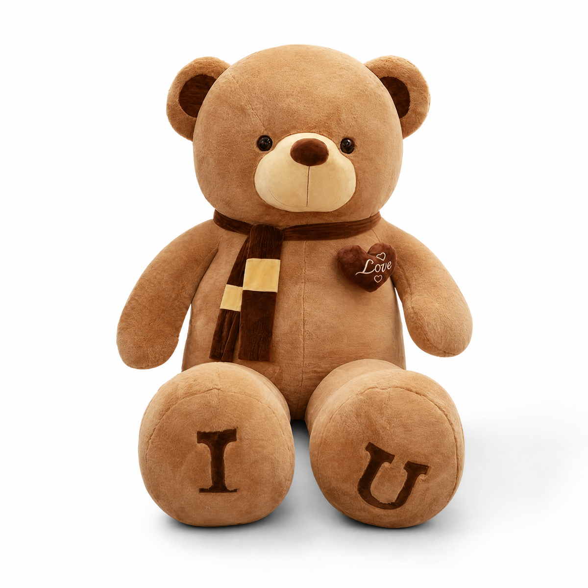 XXL Teddybär I Love U - Frontalansicht auf weißem Hintergrund