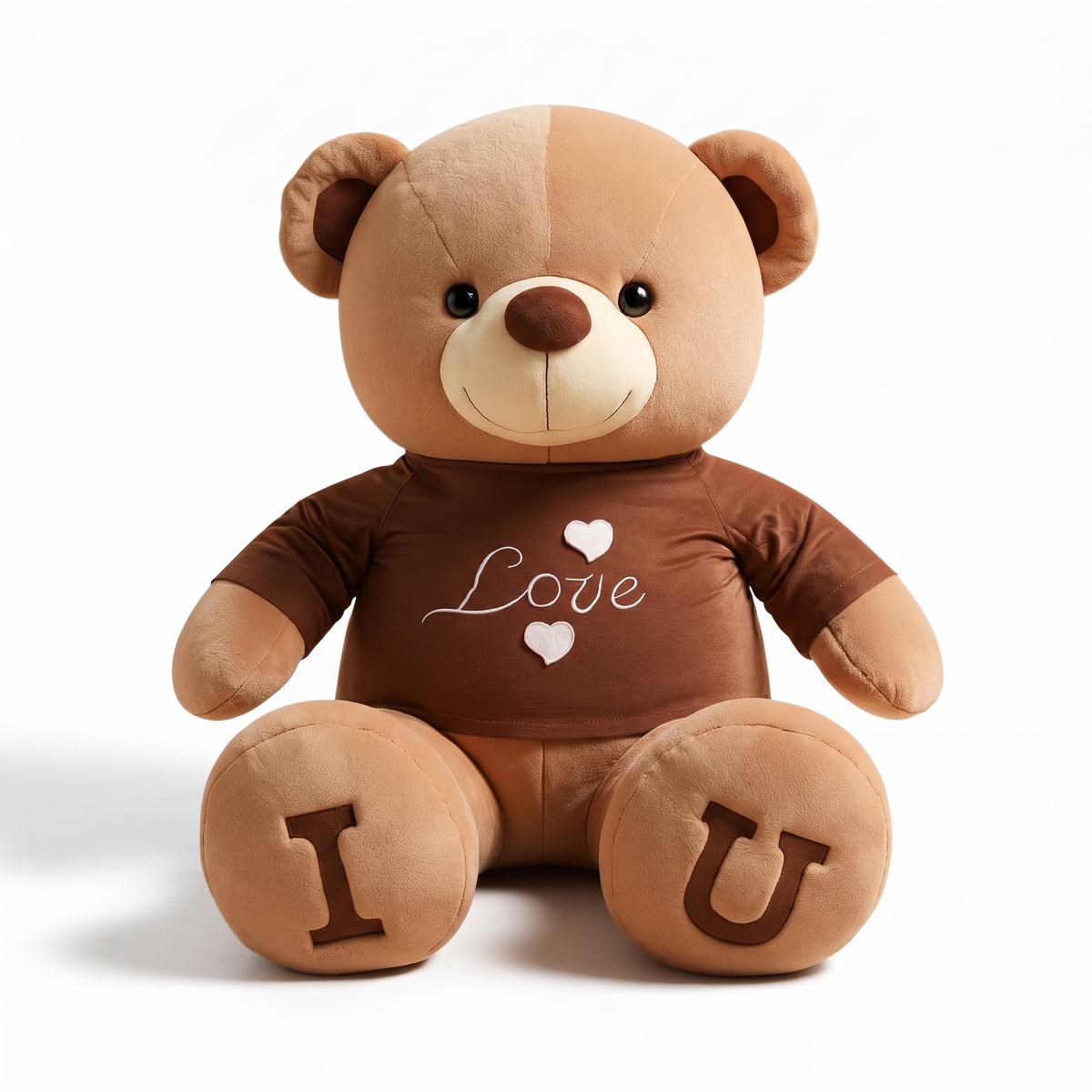 XXL Teddybär T-Shirt Love - Frontalansicht auf weißem Hintergrund