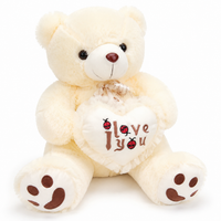 Weißer flauschiger Teddybär Kuscheltier I Love You - Beige / 50cm · Beige / 70cm