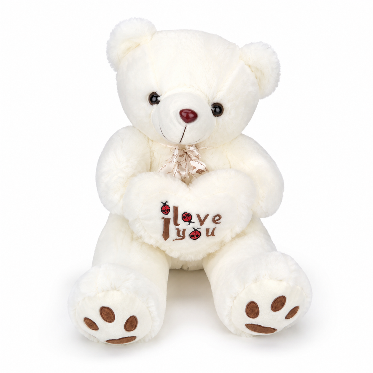 Weißer flauschiger Teddybär Kuscheltier I Love You - Weiß / 70cm · Weiß / 50cm