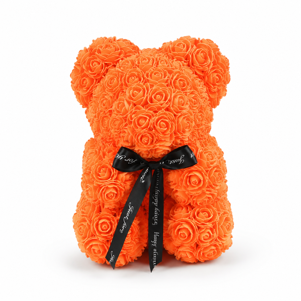 Rosenbär mit Schleife Valentinstag - Orange