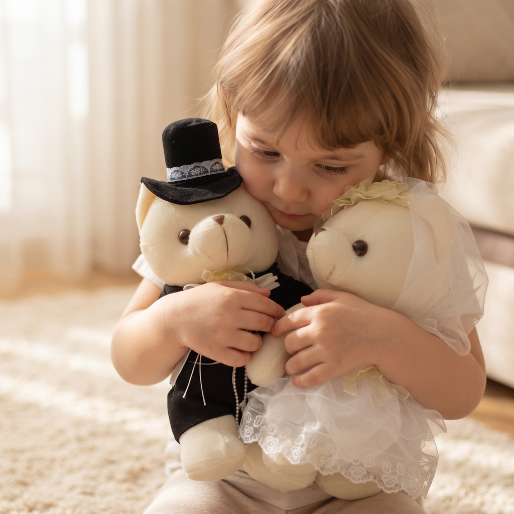 Teddybär Kuscheltier Brautpaar im Hochzeitskostüm - Gemütliche Nutzung im Innenbereich