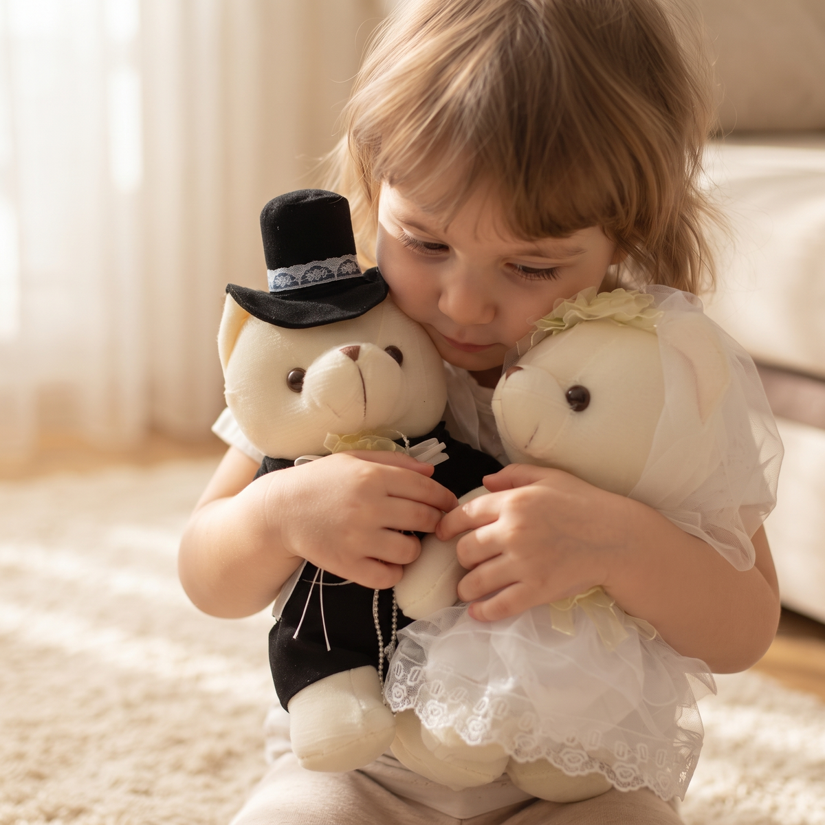 Teddybär Kuscheltier Brautpaar im Hochzeitskostüm - Gemütliche Nutzung im Innenbereich