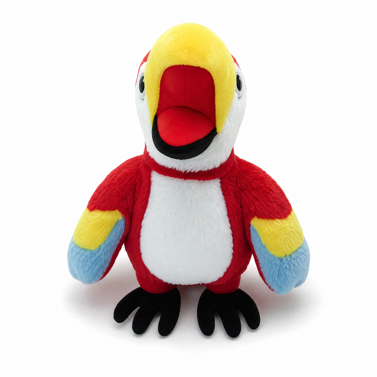 Papagei Handpuppe Kuscheltier für Kinder - Weißer Hintergrund frontal