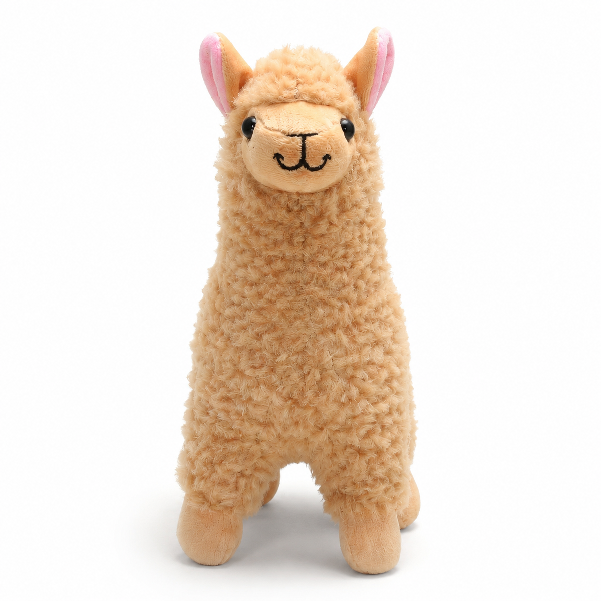 Alpaka Kuscheltier mit langem Lockenfell - Beige