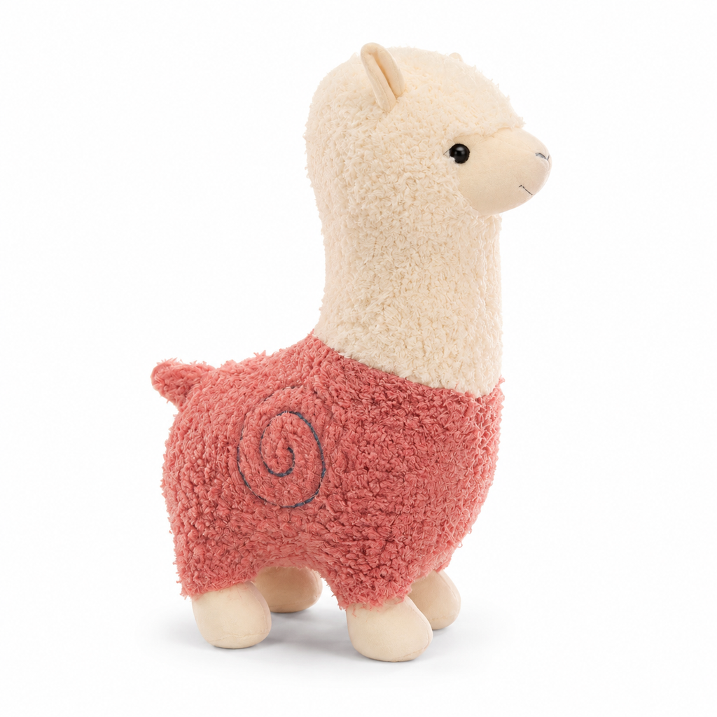 Rotes Alpaka Kuscheltier 28cm kuschelig - Rosa