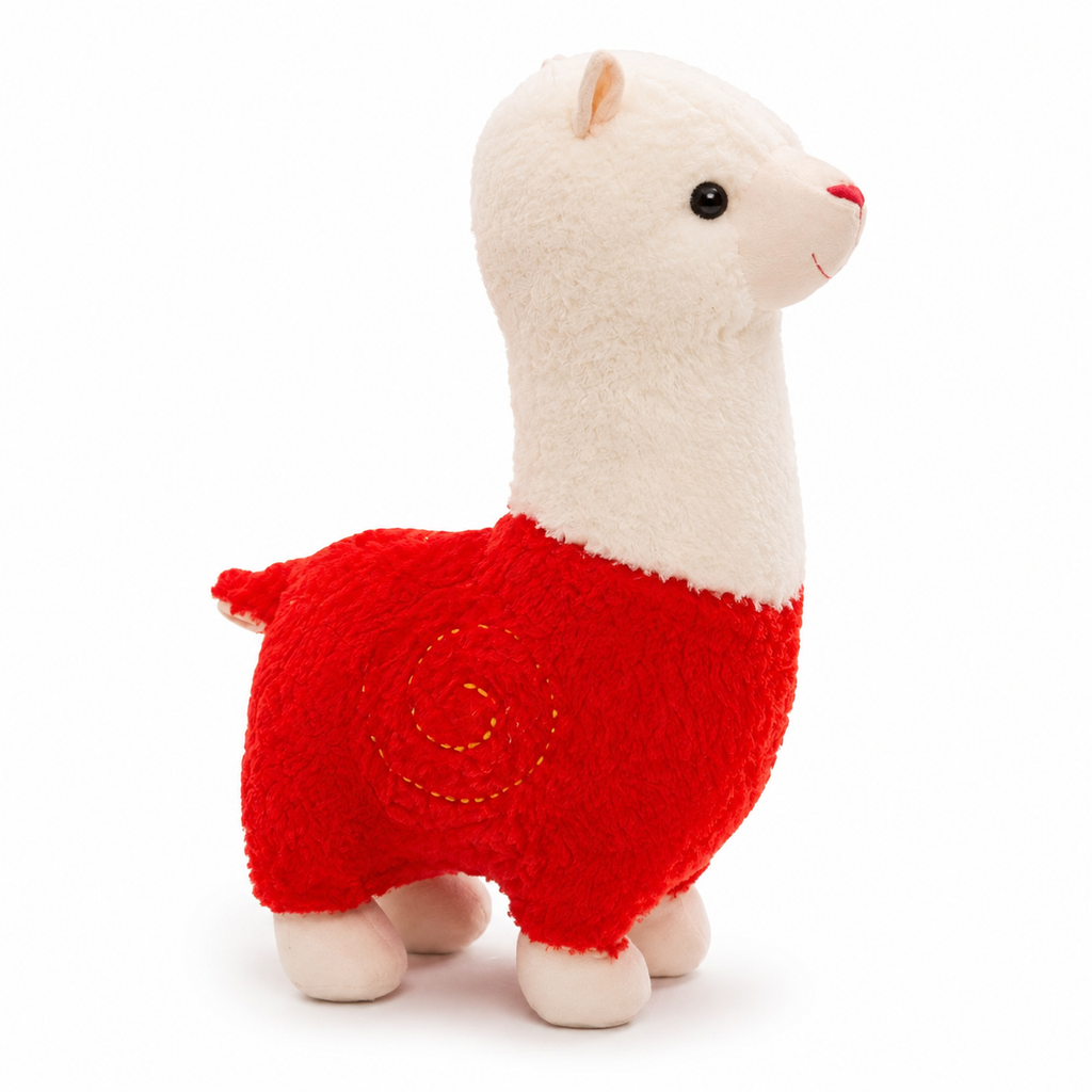 Rotes Alpaka Kuscheltier 28cm kuschelig - Rot