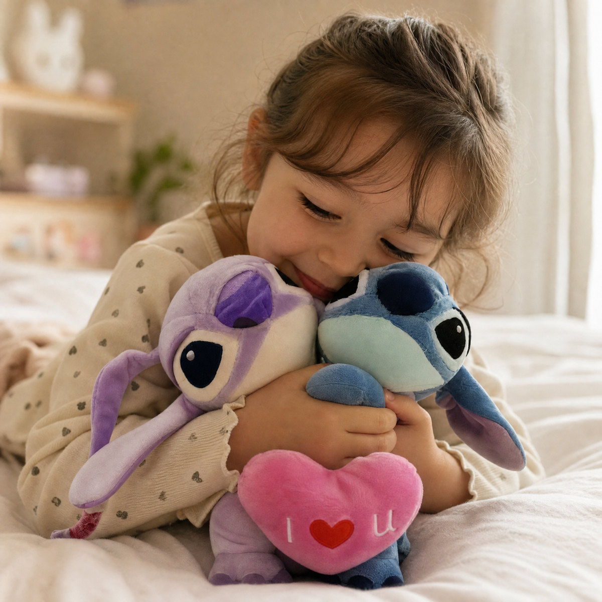Stitch und Angel Kuscheltier Duo verliebt - Verwendung gemütlich zu Hause