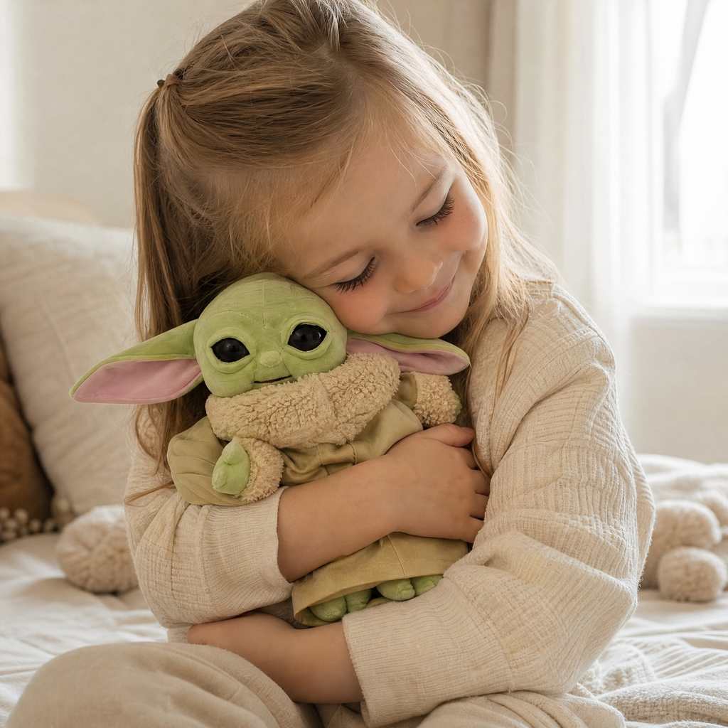 Baby Yoda Kuscheltier 20cm mit beigem Kleid - Gemütlicher Einsatz drinnen