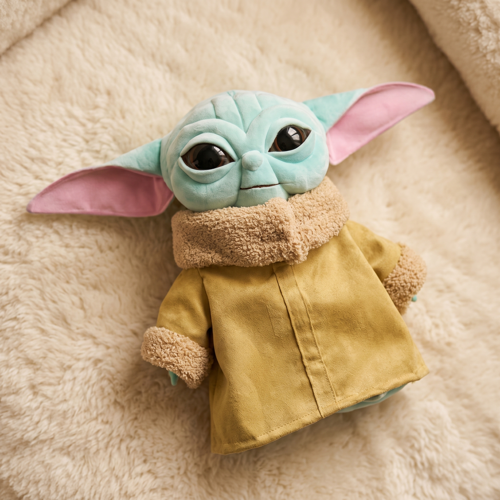 Baby Yoda Kuscheltier blau 34cm - Detailansicht Material