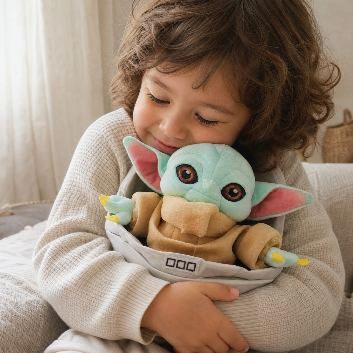 Baby Yoda Kuscheltier in der Wiege 23cm - Gemütlicher Einsatz drinnen