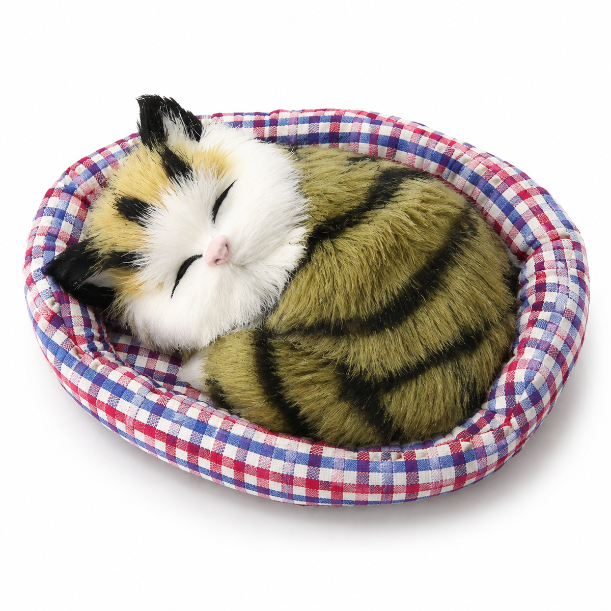 Schlafende Katze Kuscheltier mit Deko-Körbchen - Modell 3