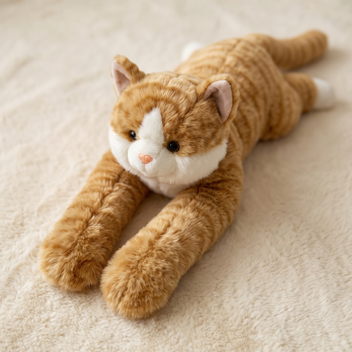 Katze Kuscheltier mit Gewicht tröstend Rotbraun oder Grau - Detail Material
