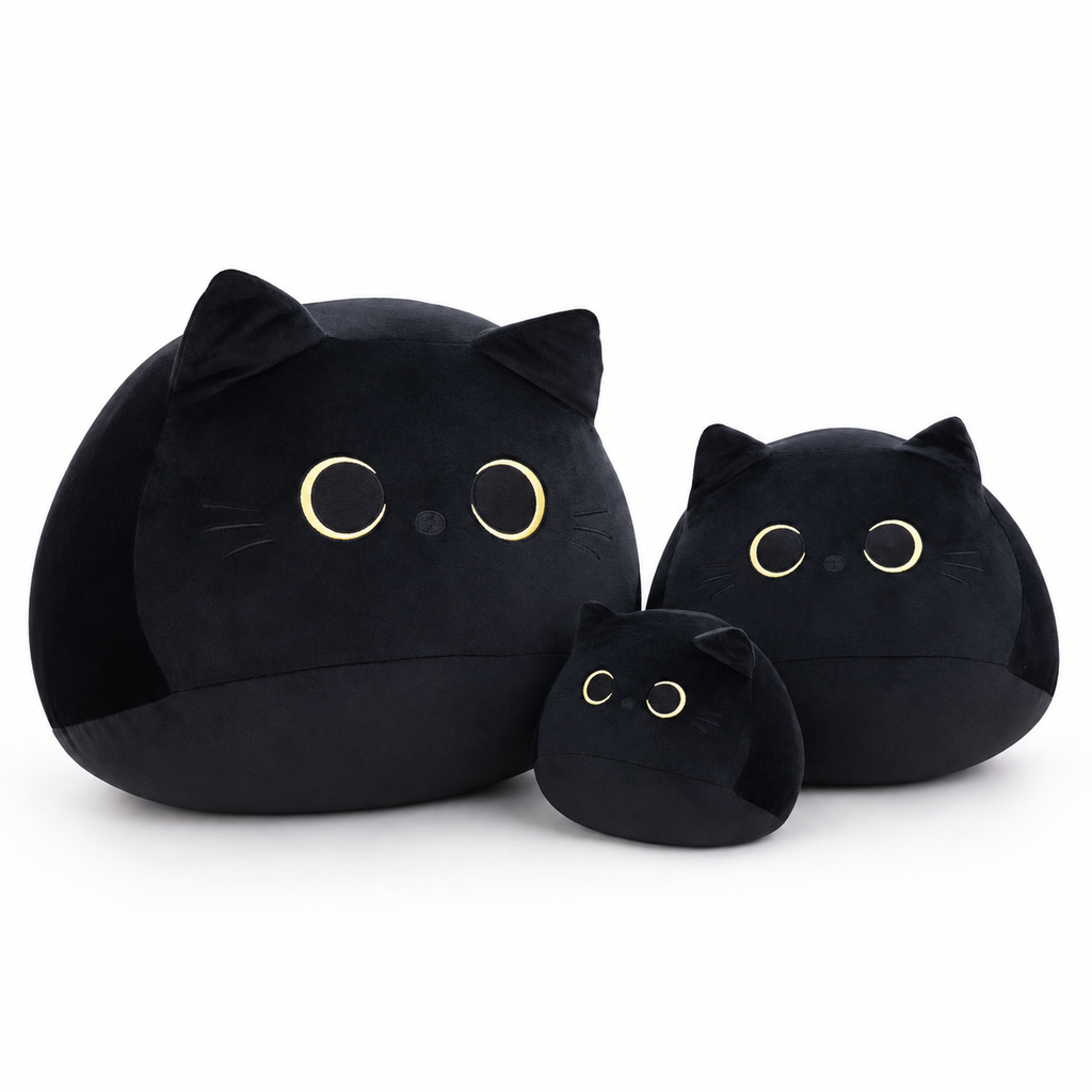 Schwarze Katze Kuscheltier mit großen Augen - 10cm · 30cm · 40cm