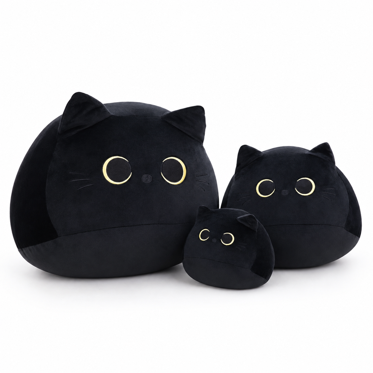 Schwarze Katze Kuscheltier mit großen Augen - 10cm · 30cm · 40cm