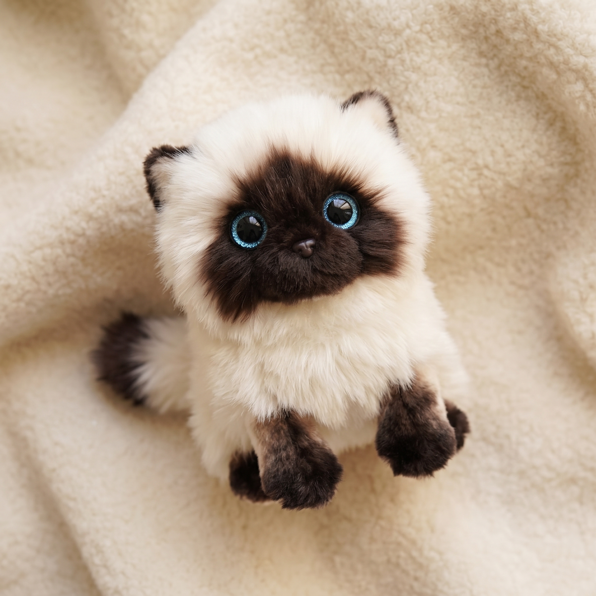 Siamkatze Kuscheltier Blaue Augen - Detail Material