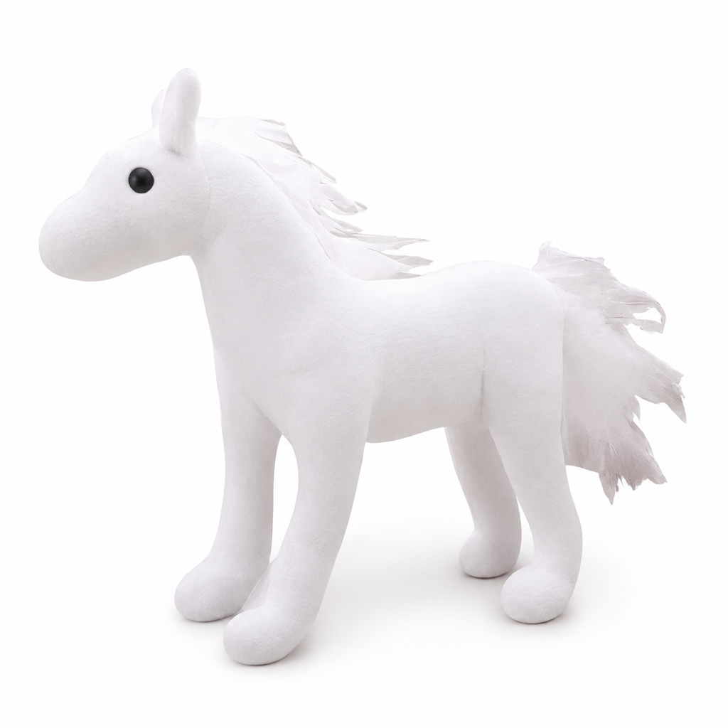 Weißes Pferd Kuscheltier mit Mähne - 40cm · 50-cm