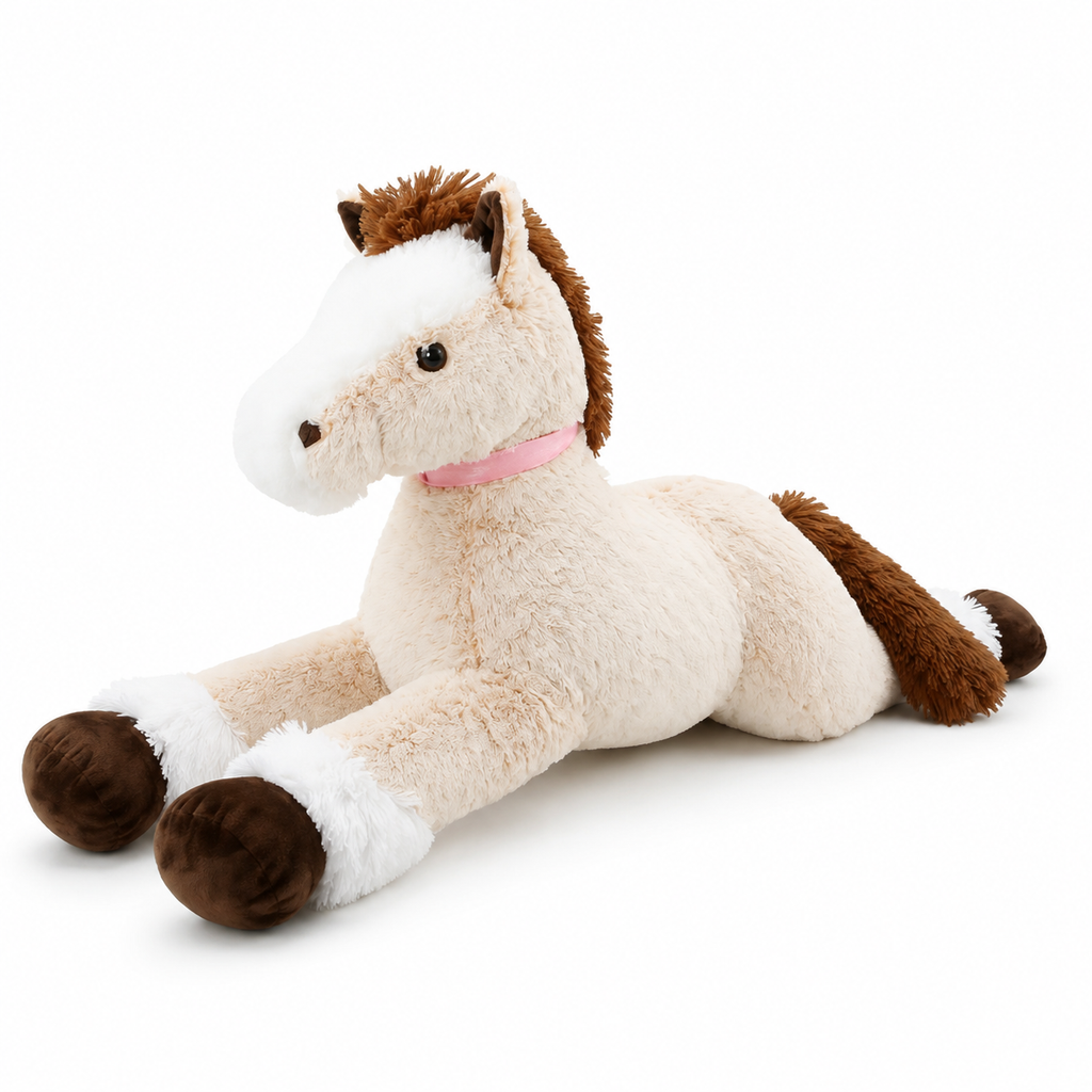 Braun-weißes Pferd XXL Kuscheltier 90-120cm - 120cm · 90cm