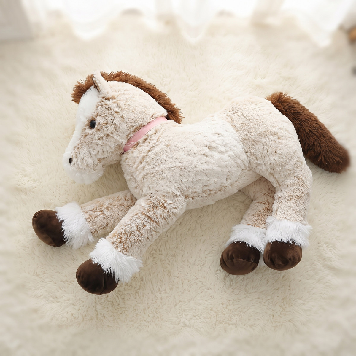 Braun-weißes Pferd XXL Kuscheltier 90-120cm - Detailansicht Material