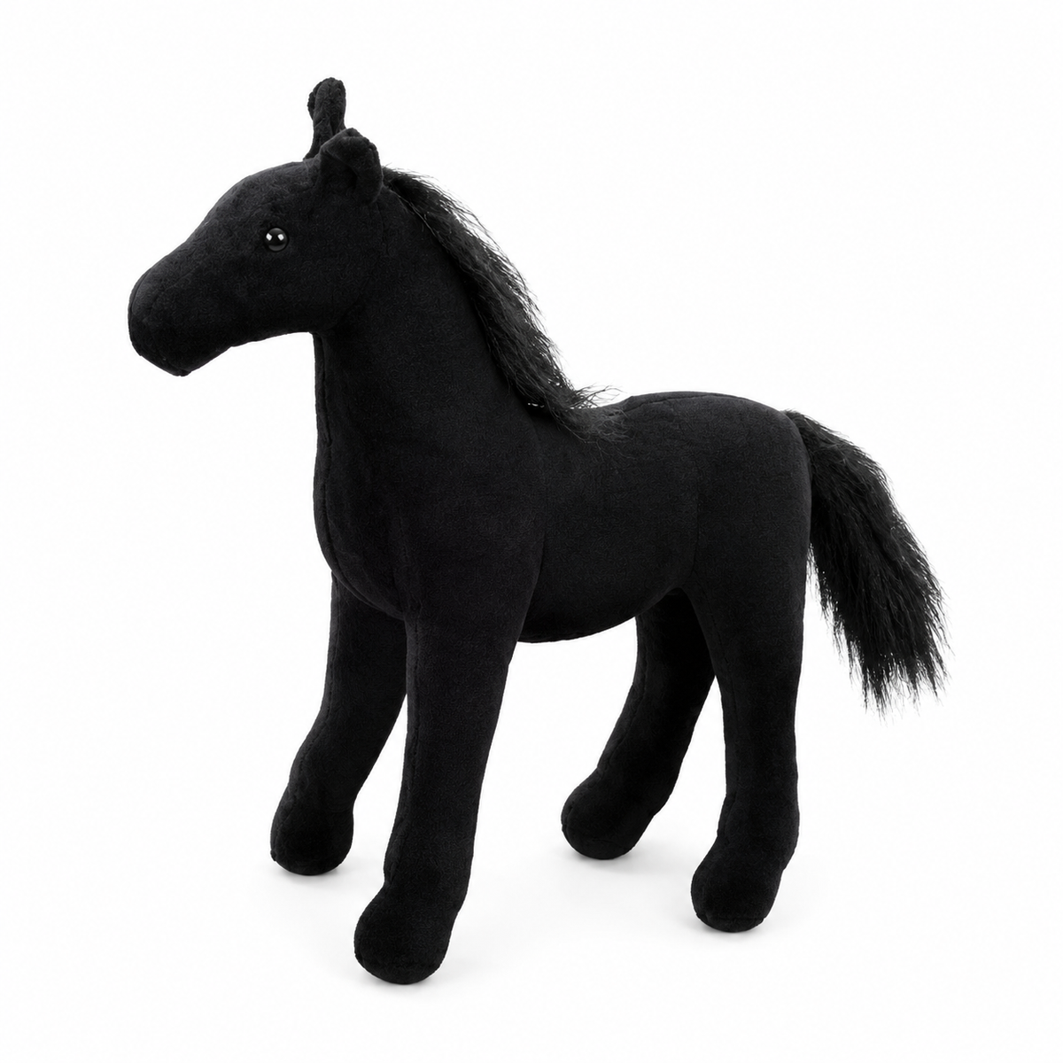 Schwarzes Pferd Kuscheltier mit seidiger Mähne - 40cm · 50-cm