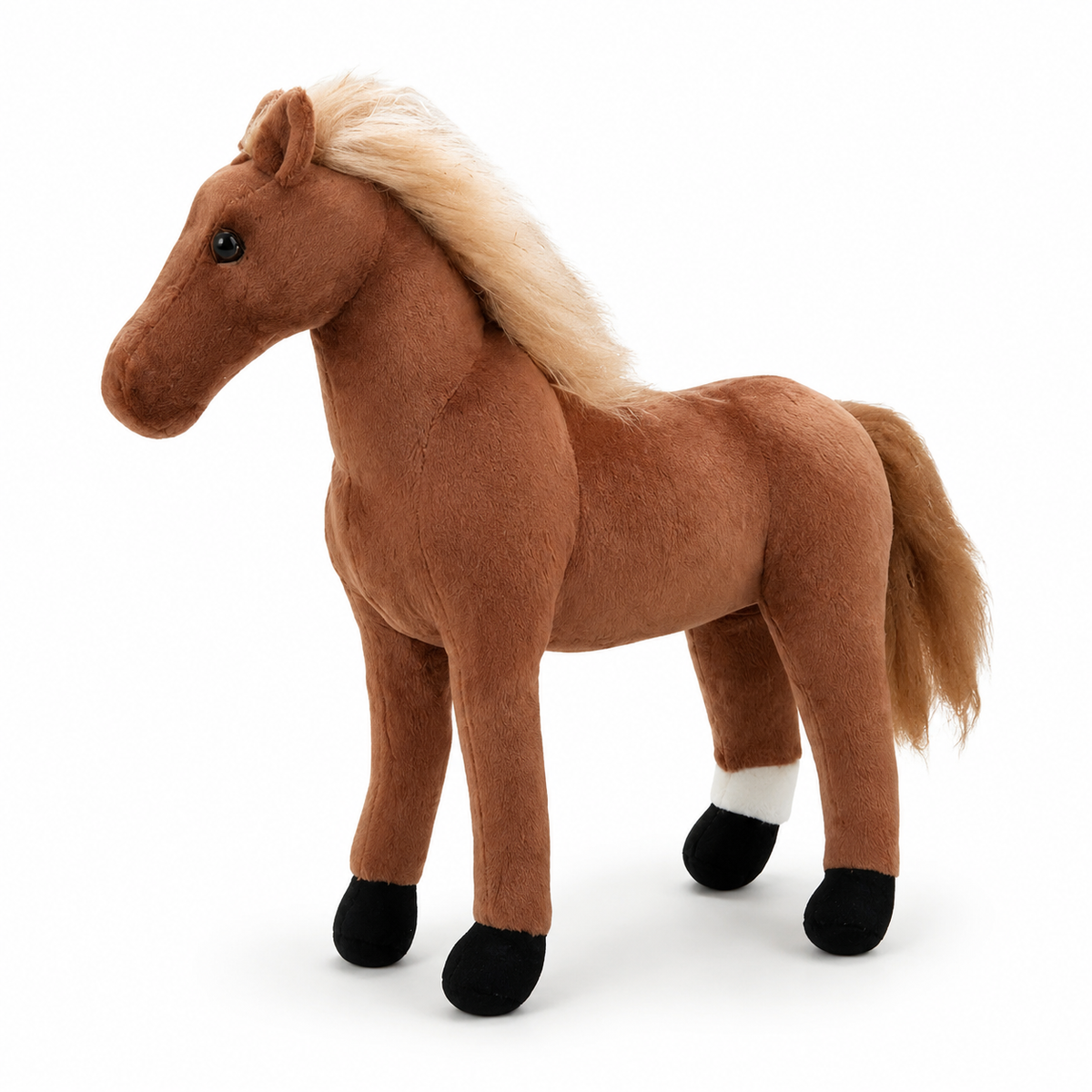 Braunes Pferd Kuscheltier naturgetreu mit blonder Mähne - 30cm · 40cm · 50-cm · 60cm