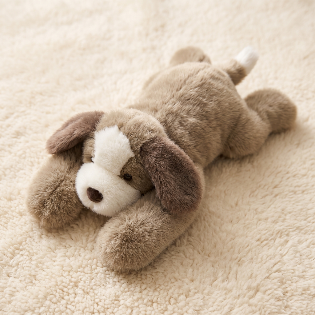 Hund Kuscheltier mit Gewicht beige beruhigend - Detail Material