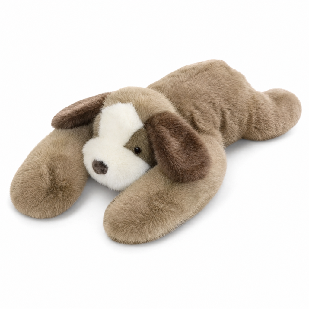 Hund Kuscheltier mit Gewicht beige beruhigend - weißer Hintergrund Frontal
