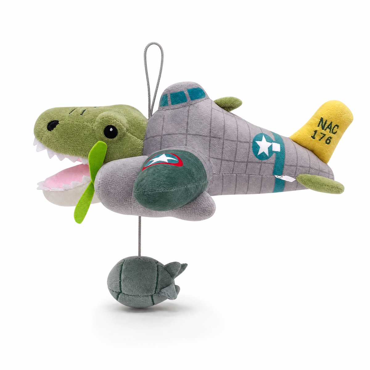 Bombardiro Krokodil Kuscheltier Kriegsflugzeug - Weißer Hintergrund frontal