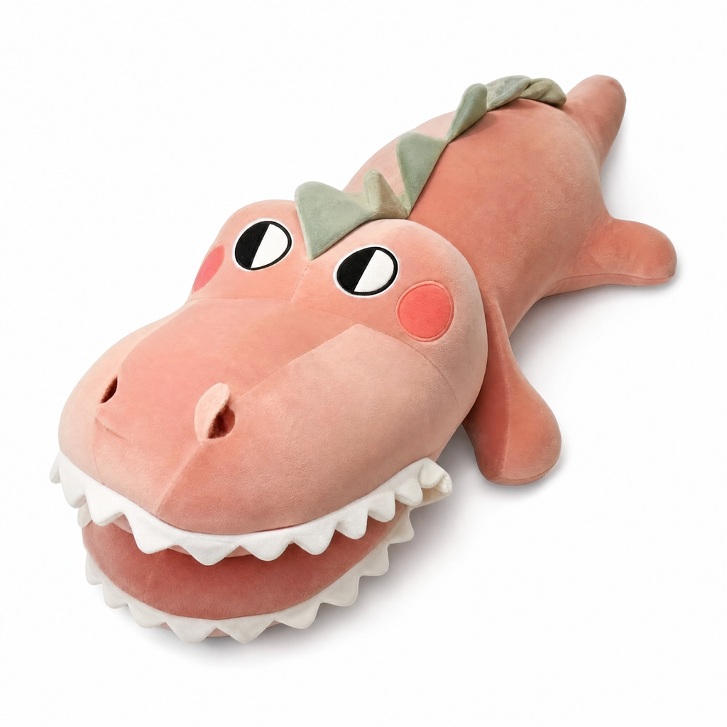 Krokodil Kuscheltier XXL verschmust 70-90cm - weißer Hintergrund frontal