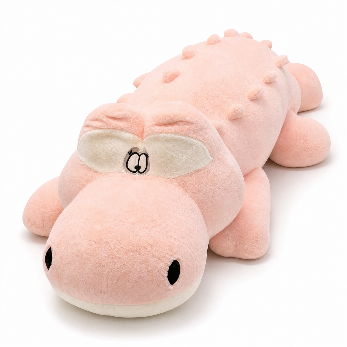 Krokodil Kuscheltier XXL Rosa - Weißer Hintergrund frontal