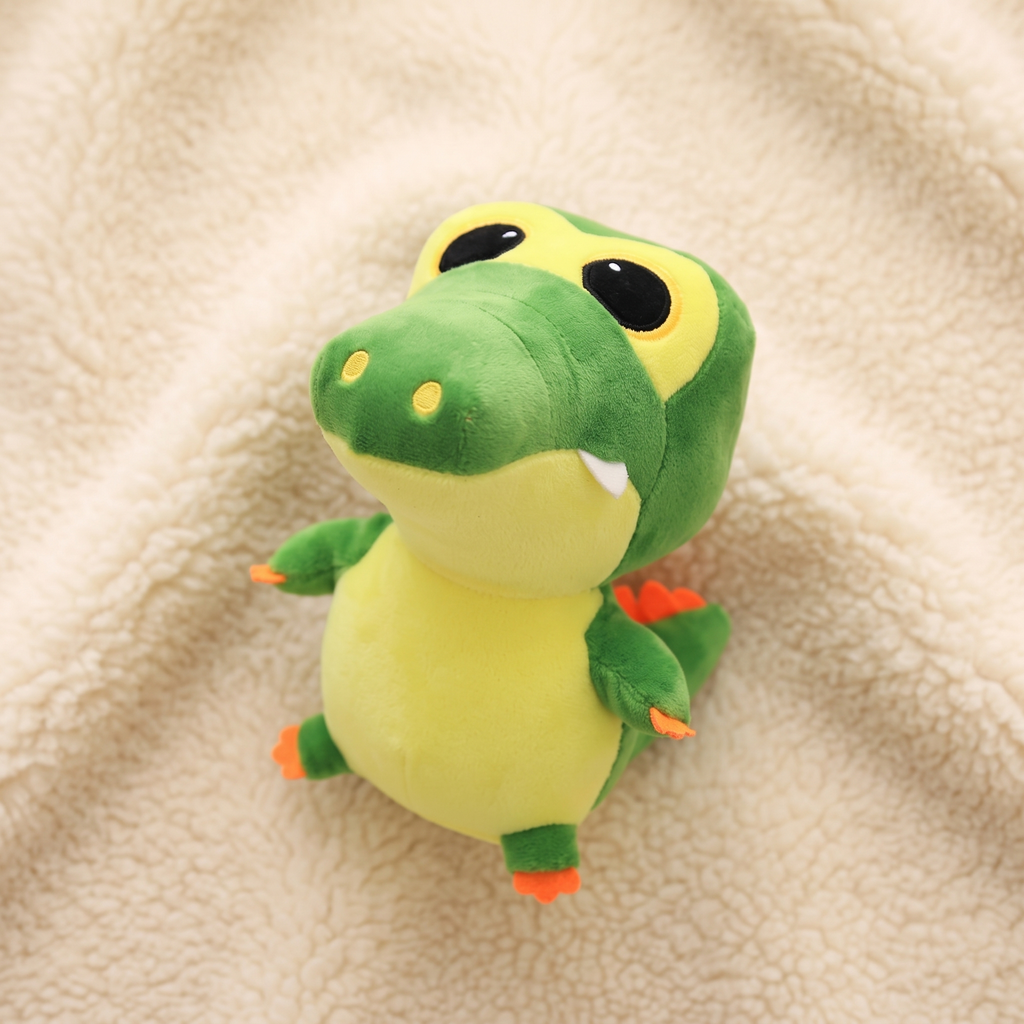 Krokodil Kuscheltier Kawaii Grün und Gelb - Detail Material