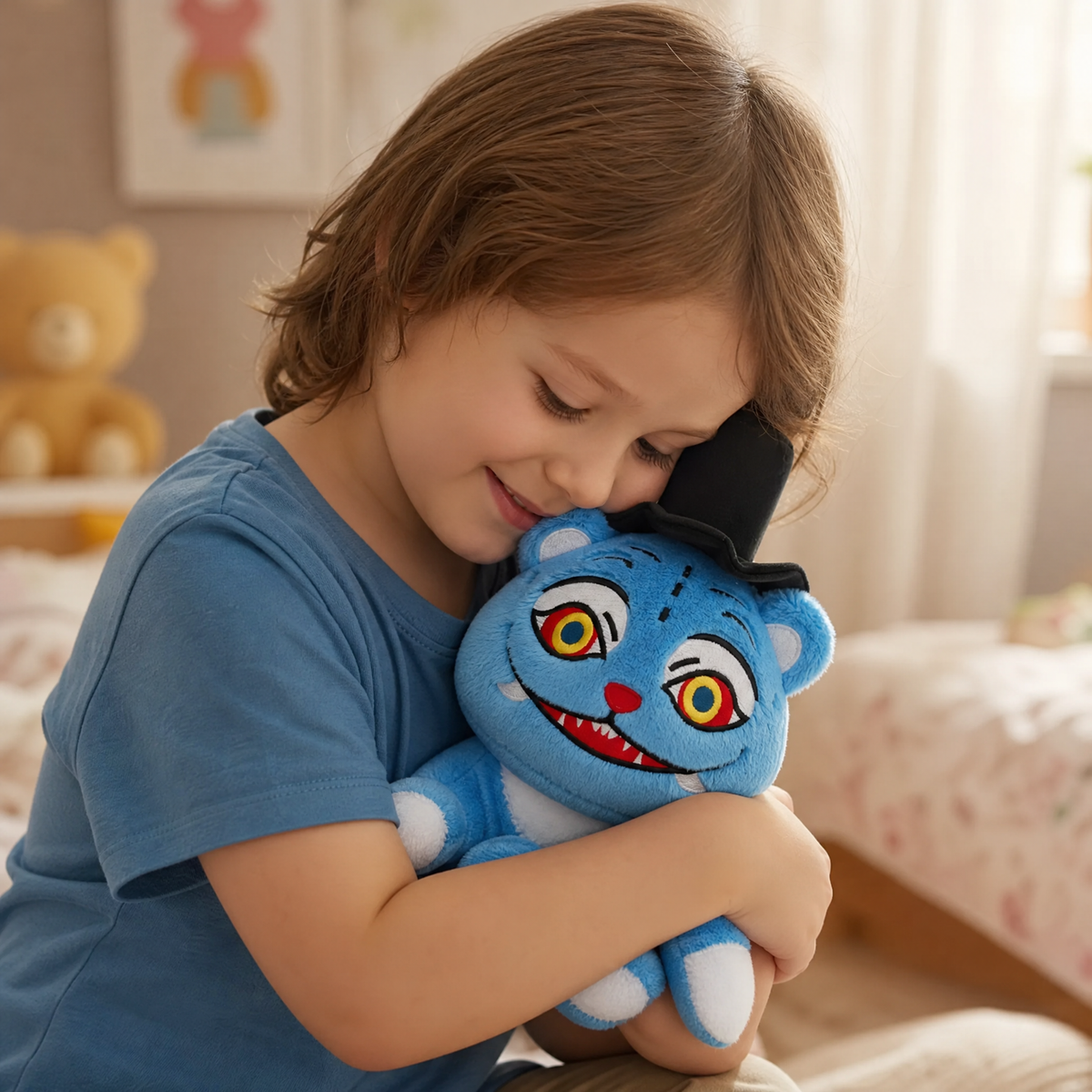 Blaues Tiger Deko-Kuscheltier mit Zylinder - Anwendung, gemütliches Zuhause