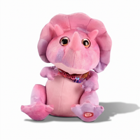 Rosa interaktives Dinosaurier Kuscheltier 30cm - Weißer Hintergrund Frontal