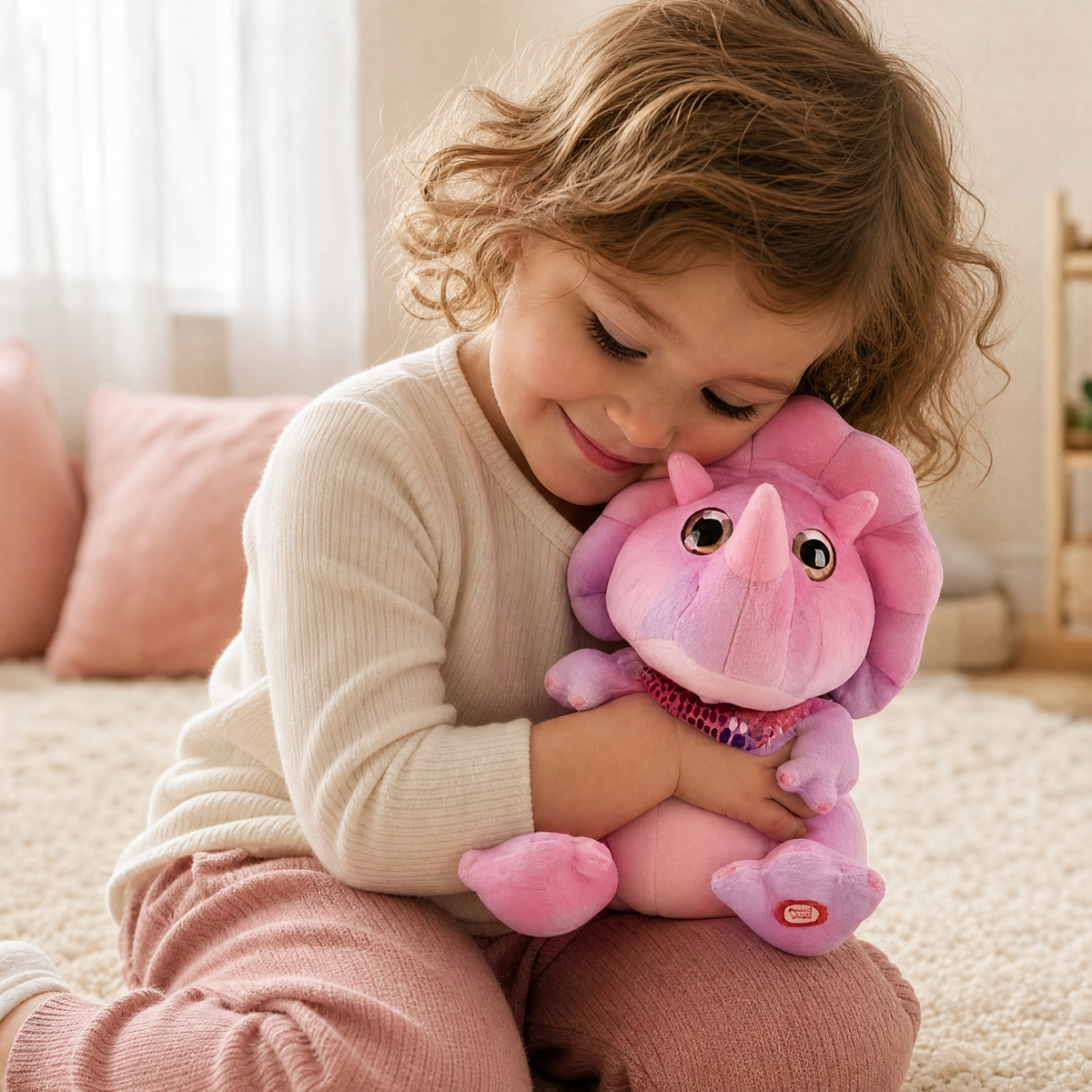 Rosa interaktives Dinosaurier Kuscheltier 30cm - Gemütliche Nutzung im Innenbereich