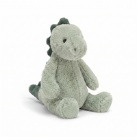 Grünes Dinosaurier Kuscheltier ultraweich 22cm - Weißer Hintergrund Frontal