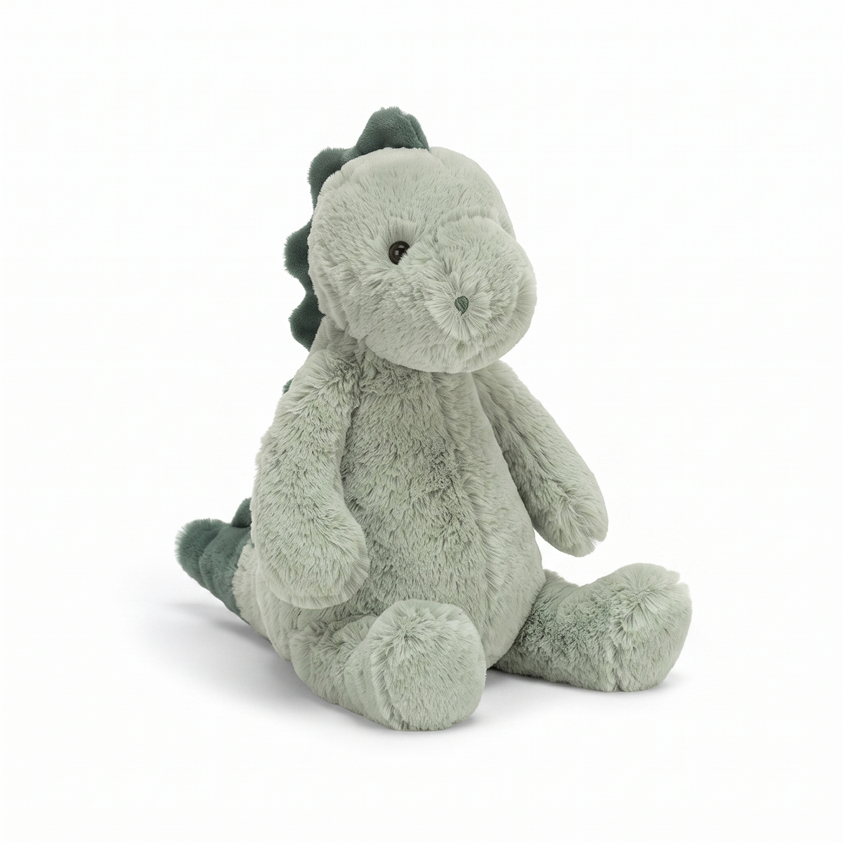 Grünes Dinosaurier Kuscheltier ultraweich 22cm - Weißer Hintergrund Frontal