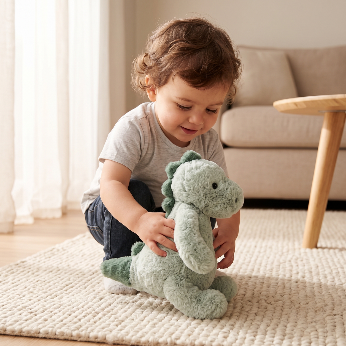 Grünes Dinosaurier Kuscheltier ultraweich 22cm - Gemütliche Nutzung im Innenbereich