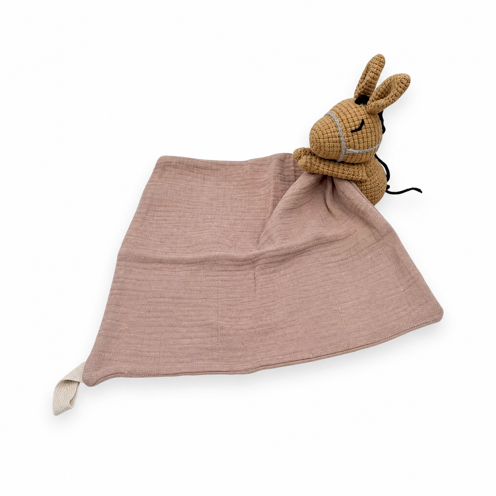 Schmusetuch Pferdekopf für Babys - Rosa