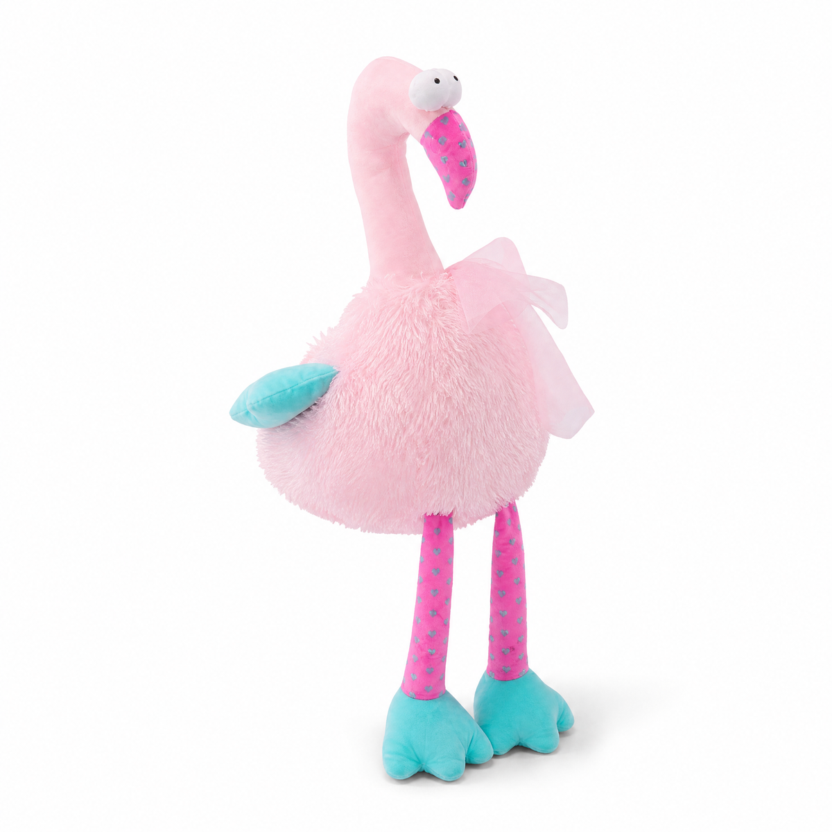 Bunter Flamingo Kuscheltier - Weißer Hintergrund frontal