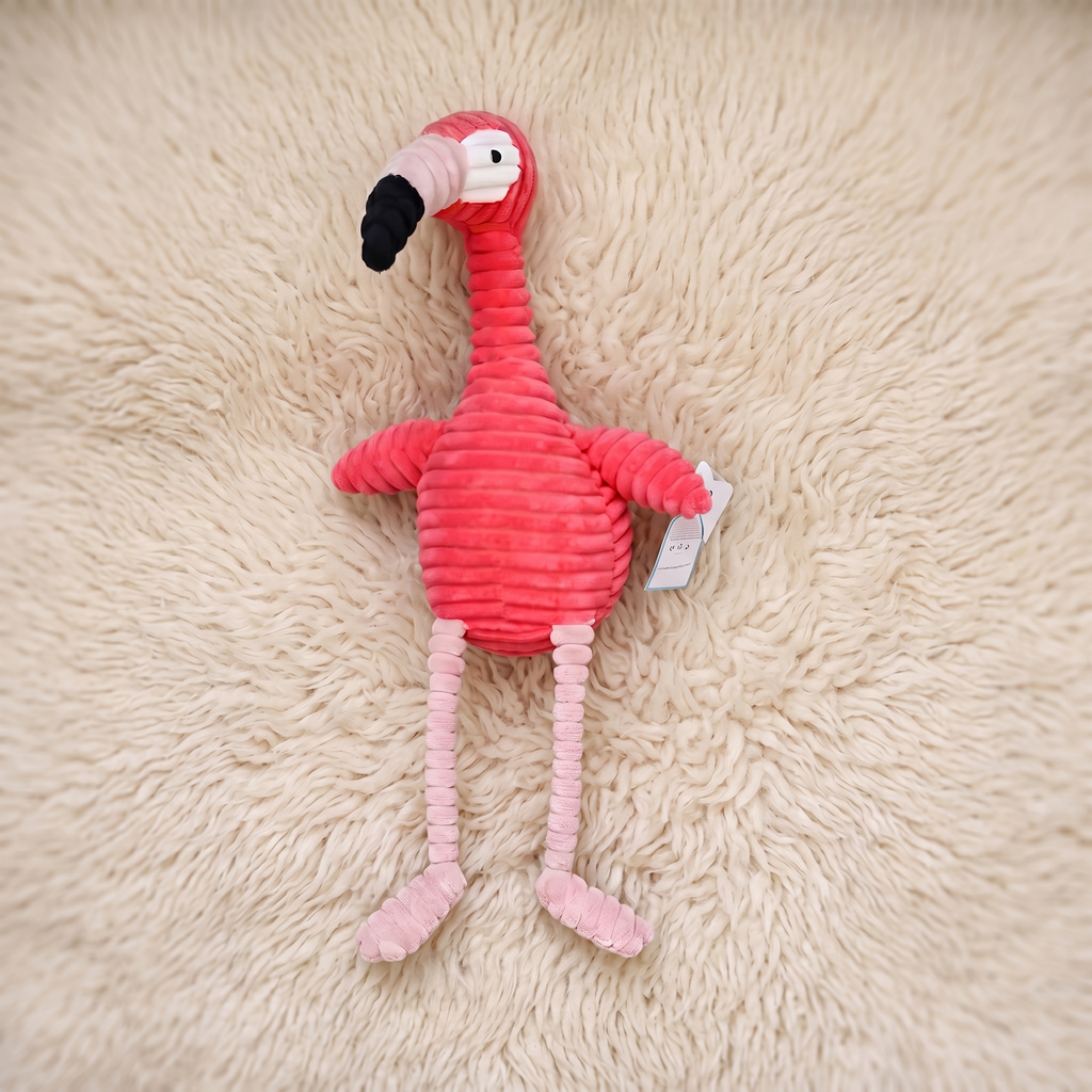 Flamingo Kuscheltier aus Cord 30 cm - Materialdetail