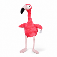 Flamingo Kuscheltier aus Cord 30 cm - Weißer Hintergrund frontal