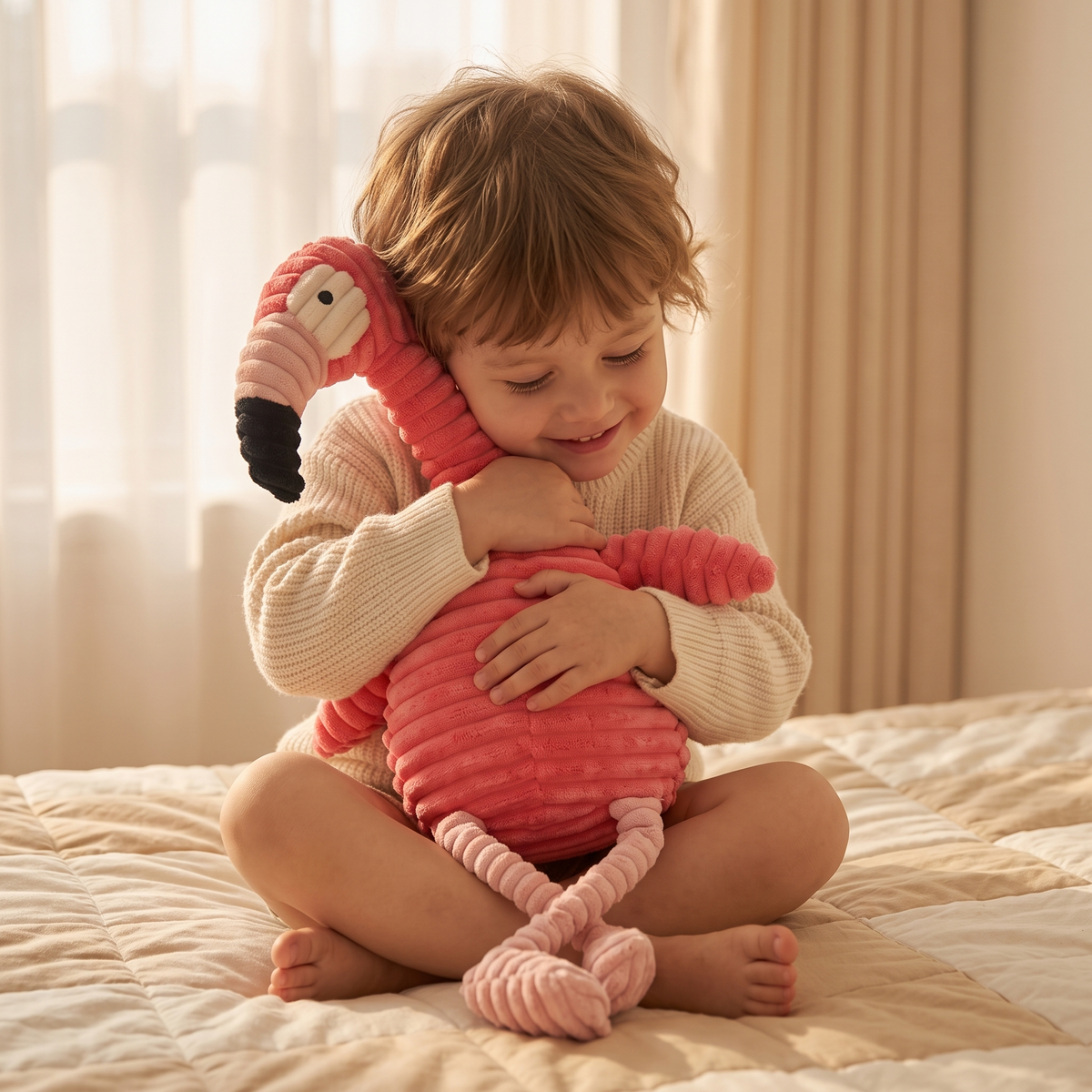 Flamingo Kuscheltier aus Cord 30 cm - Gemütliche Nutzung drinnen